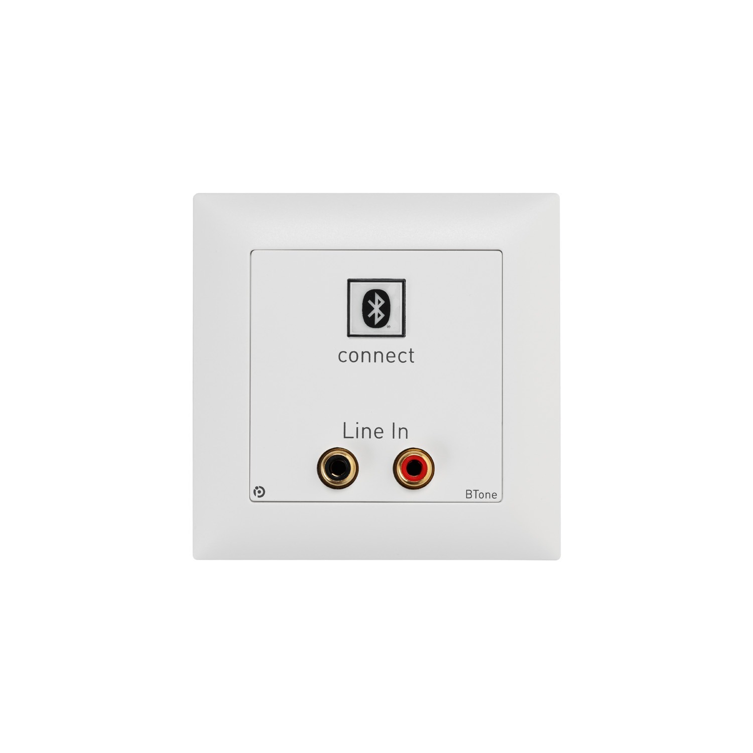 Bluetooth-Wandmodul mit Line-In-Anschlüssen Weißes Bluetooth-Wandmodul mit Line-In-Anschlüssen, modernes Design.