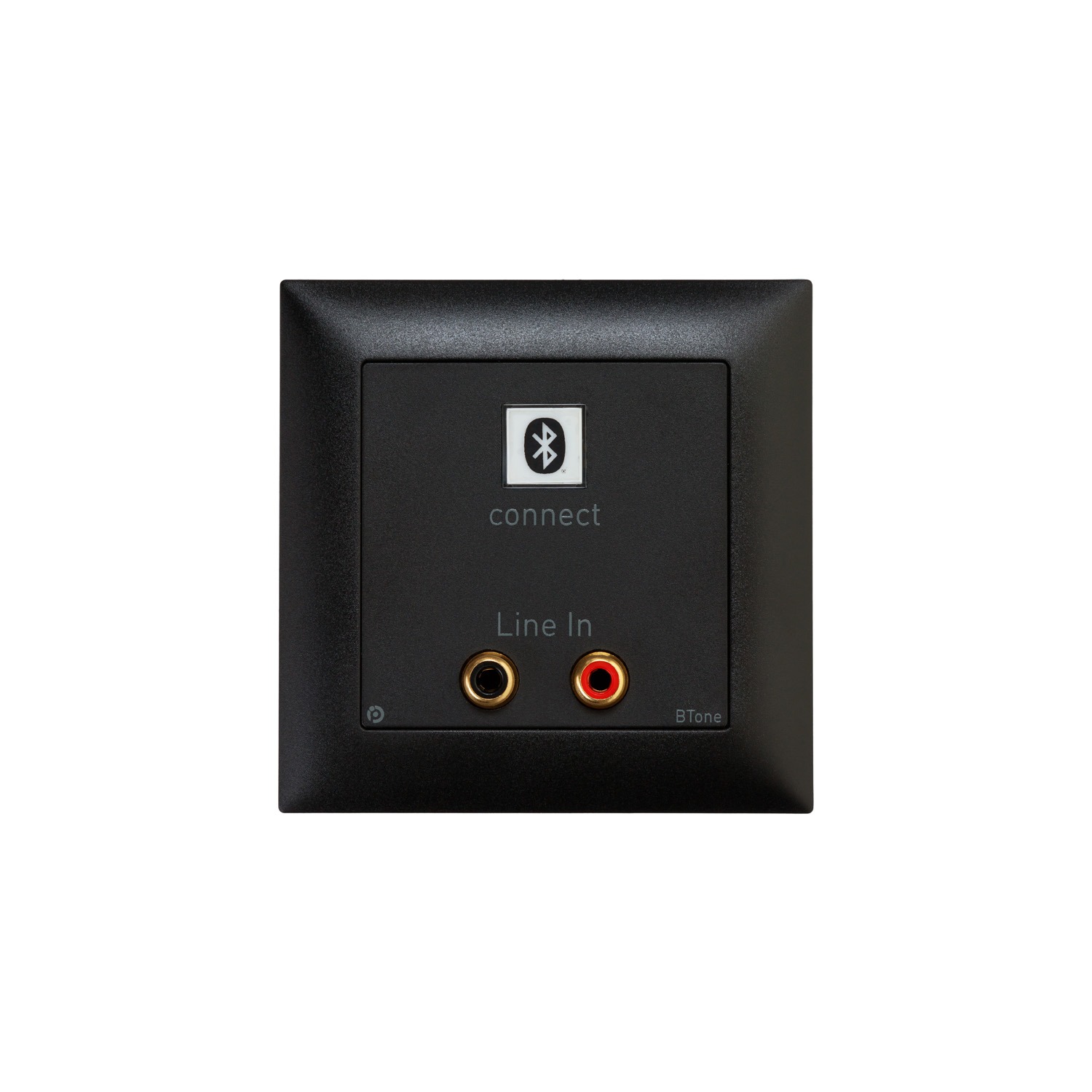 Schwarze Bluetooth-Wandsteckdose mit Line-In-Anschlüssen, elegantes Design
