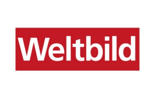 Logo von Weltbild auf rotem Hintergrund